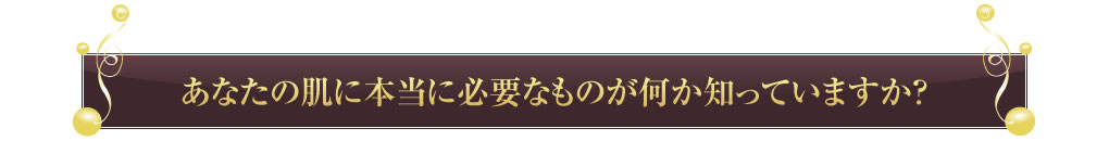 あなたの肌に本当に必要なものが何か知っていますか？